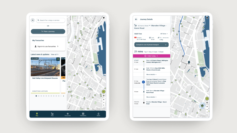 metlink website on tablet