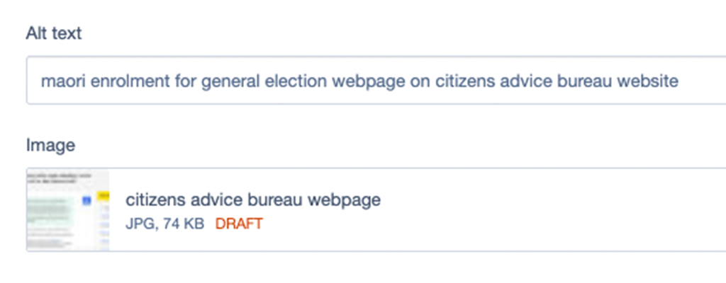 alt text screenshoot on silverstripe cms