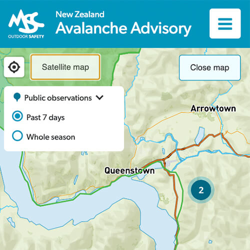 avalanche advisory queenstown map