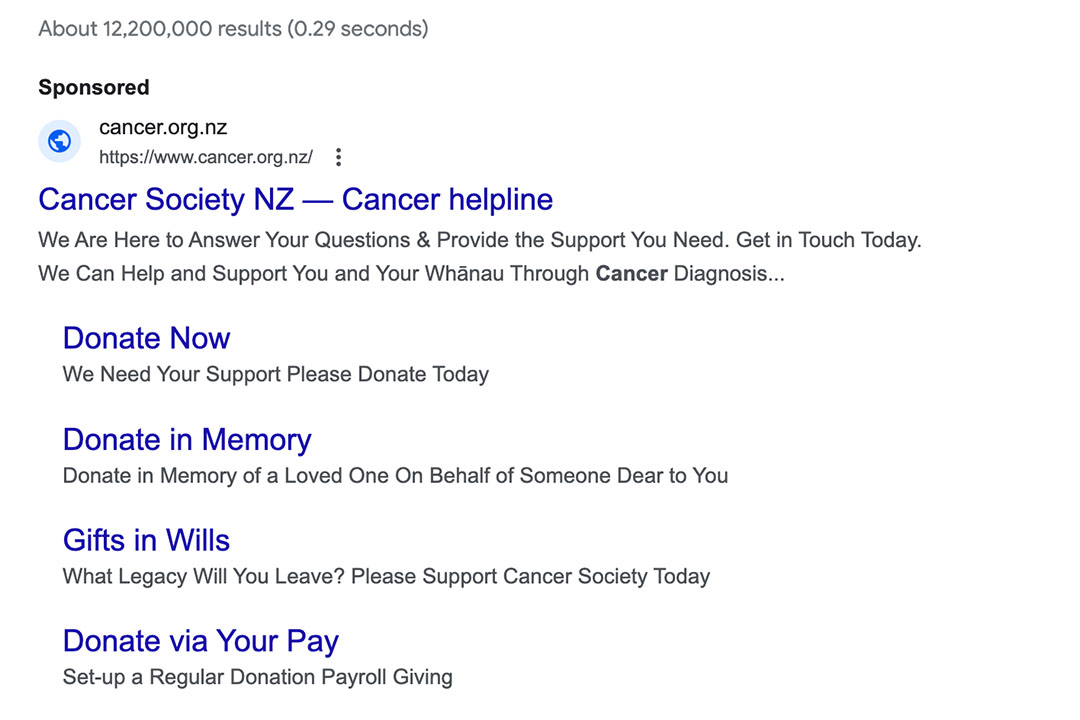 cancer society google ads cancer hotline