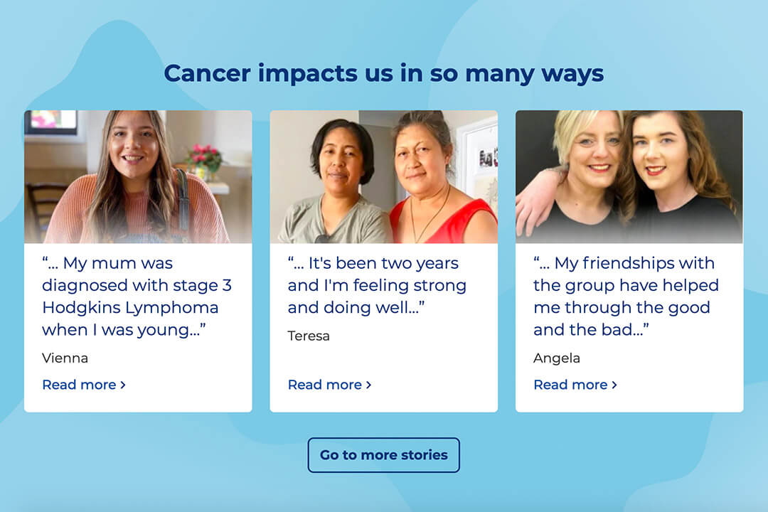 cancer stories screenshot on website