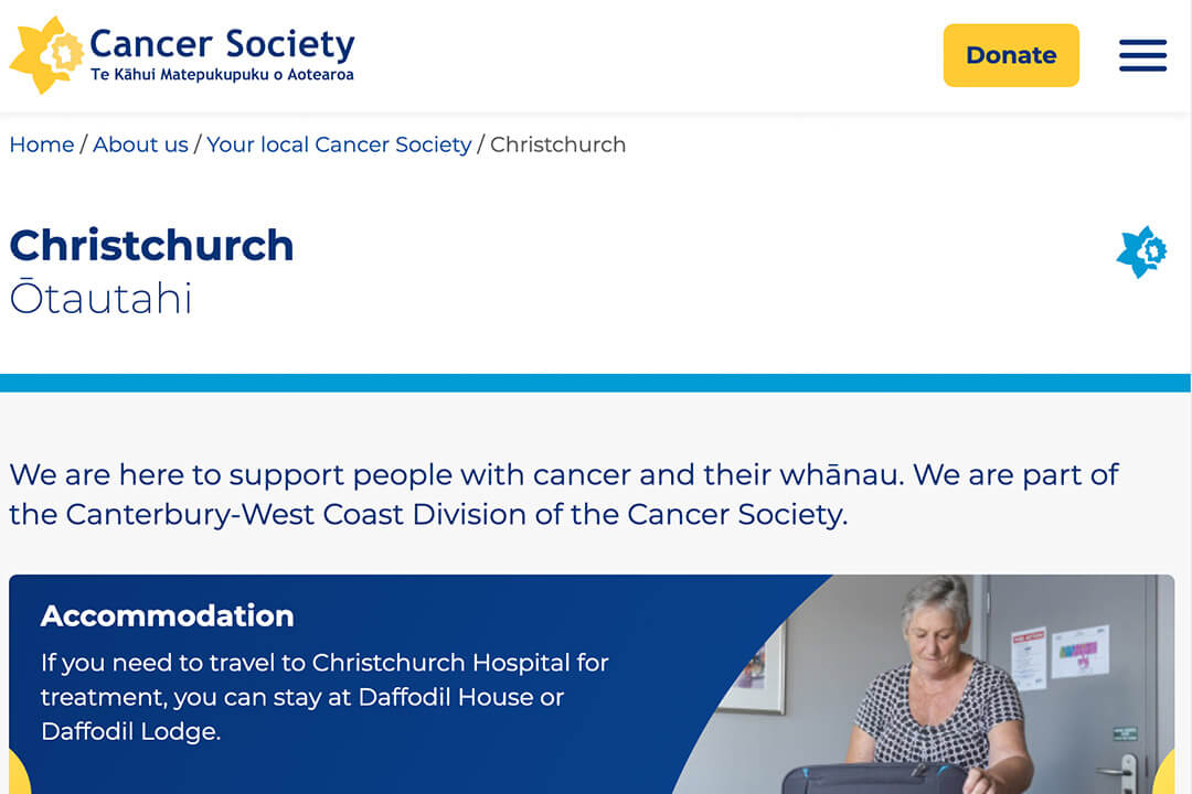 christchurch cancer society office webpage
