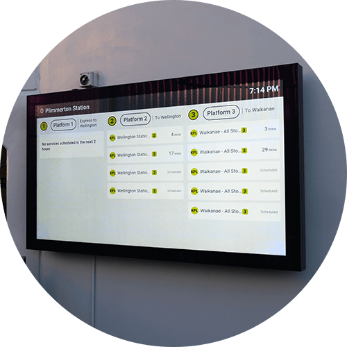 circular image of digital screen at plimmerton station