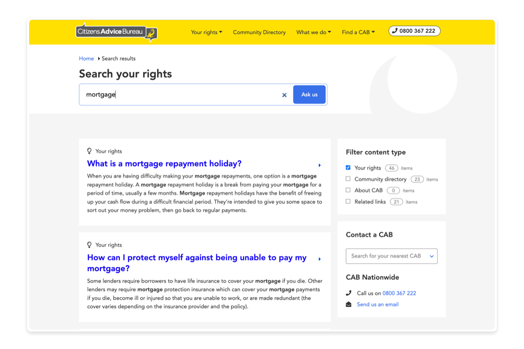citizens advice bureau website search image
