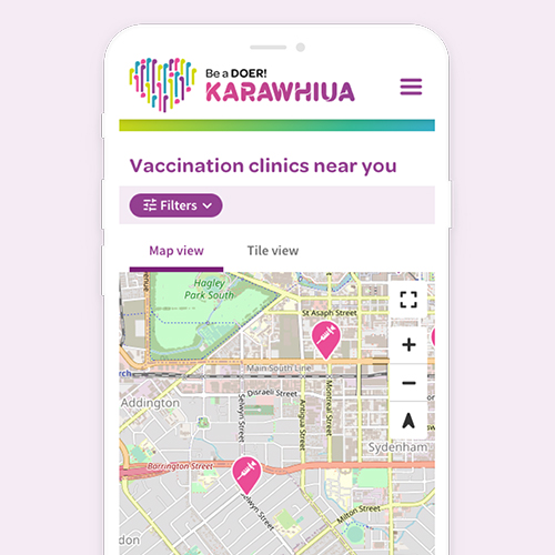close up of vaccination centre map