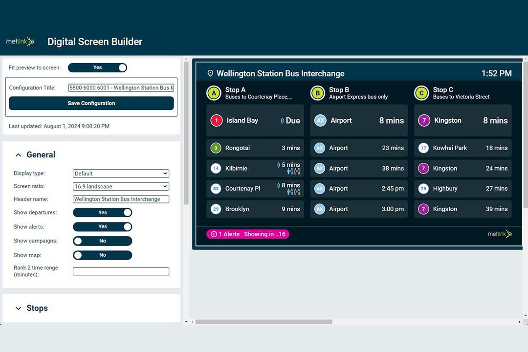 digital screen builder for metlink