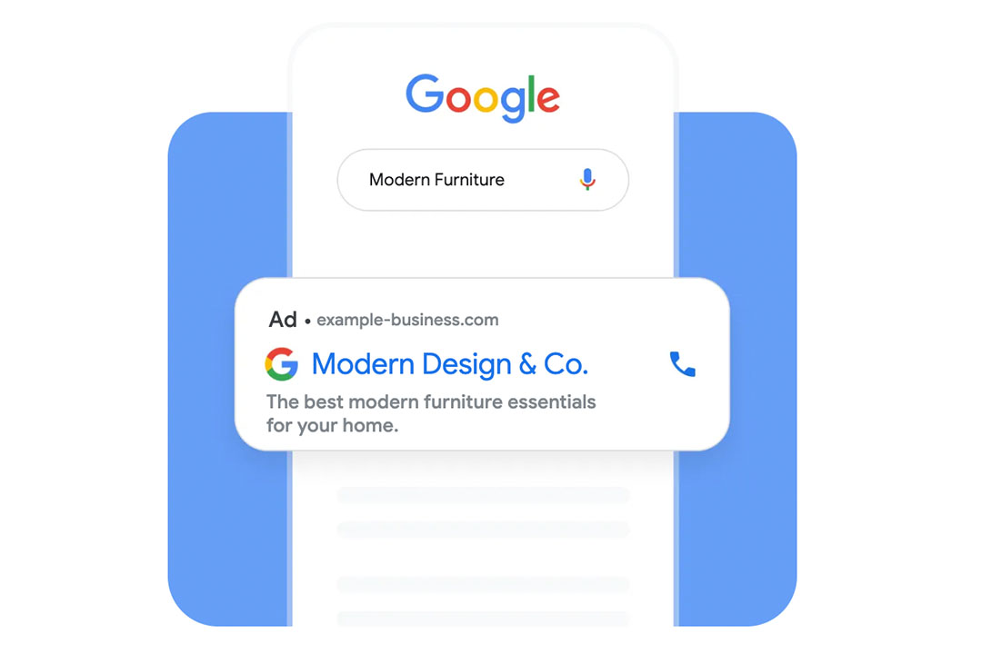 example of google search ad furniture store