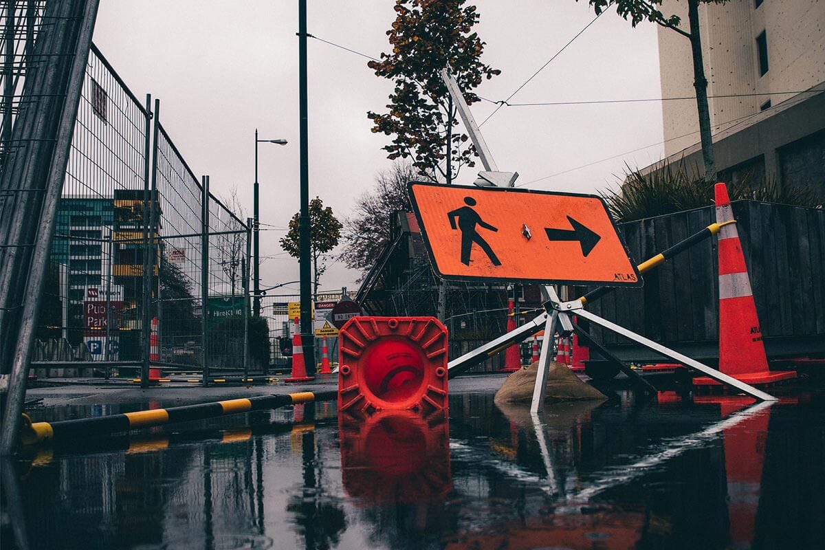 flooding wellington street stock image