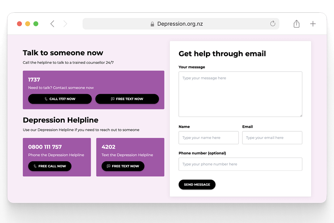 get help page on depression website v2