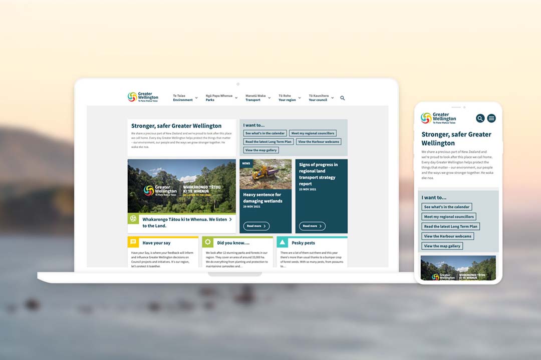 greater wellington website on mobile and laptop