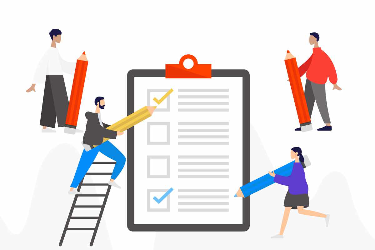 illustration of agile team completing checklist acceptance criteria
