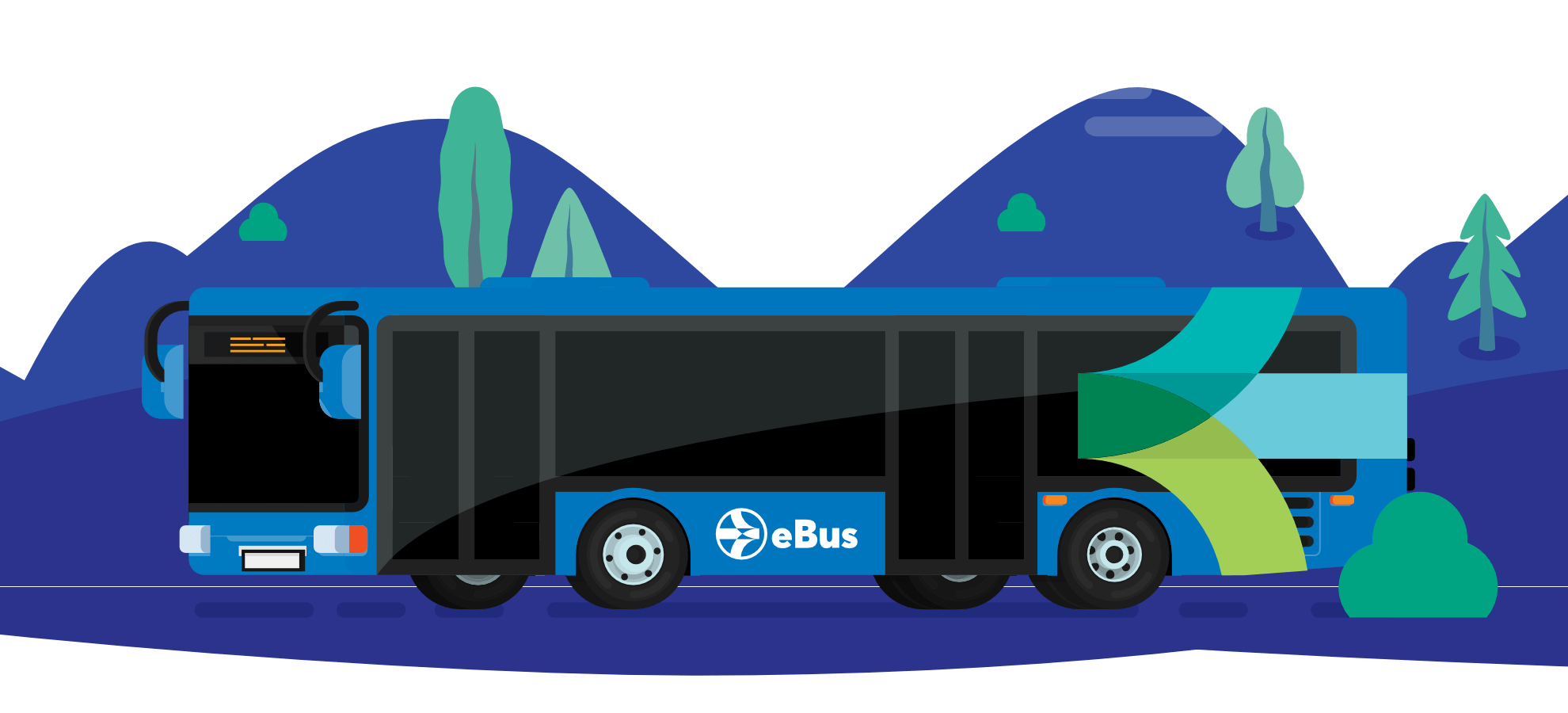 illustration of ebus in front of blue bac