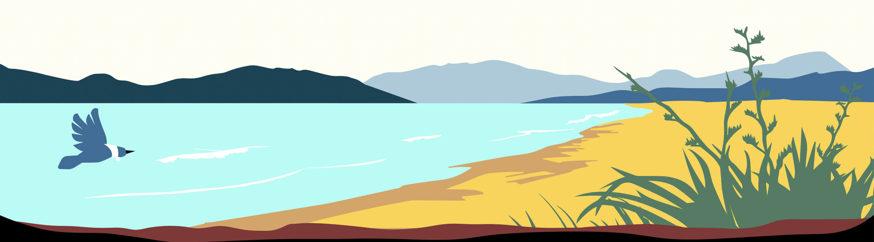 illustration of lake and bird