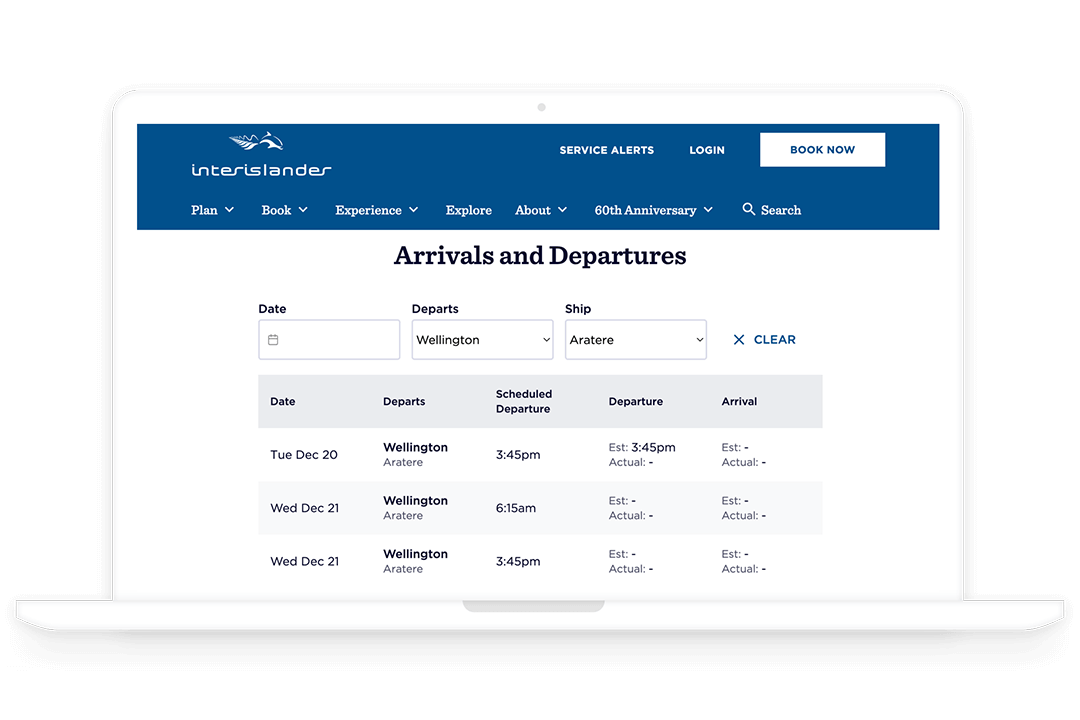 interislander website arrivals page v2