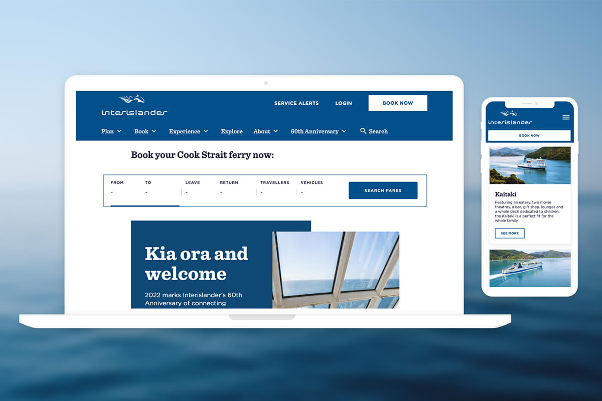 interislander website on desktop and mobile