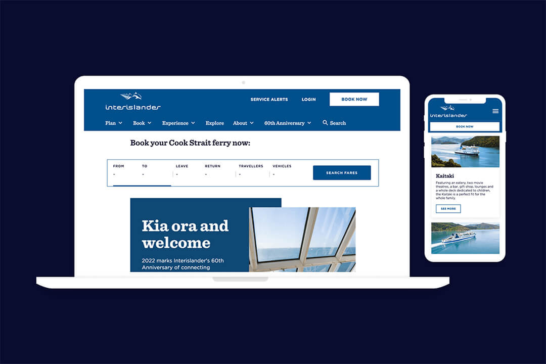 interislander website on laptop and iphone