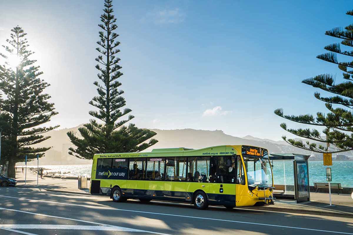 metlink bus at oriental parade bus stop