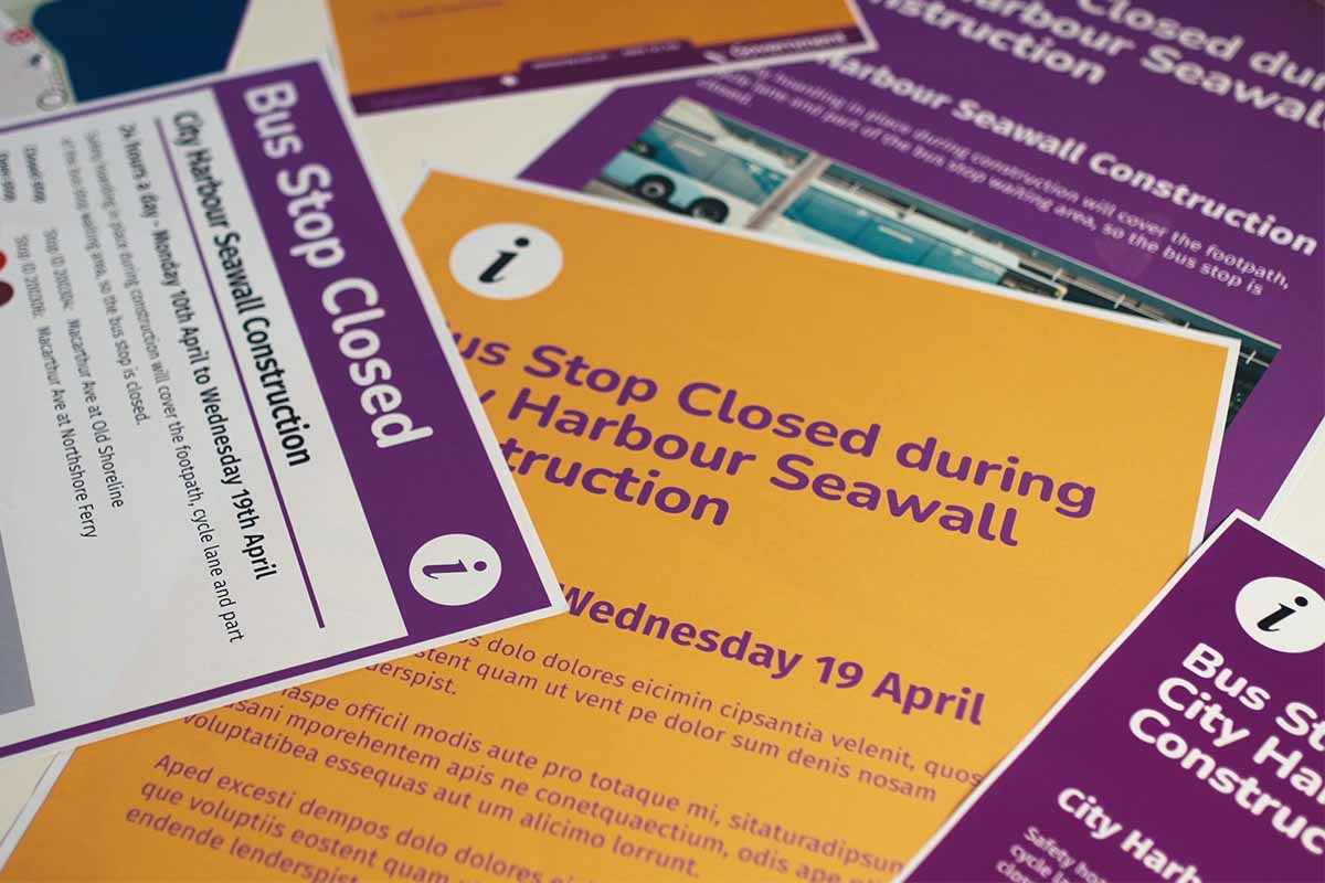 metlink posters spreadout across a table