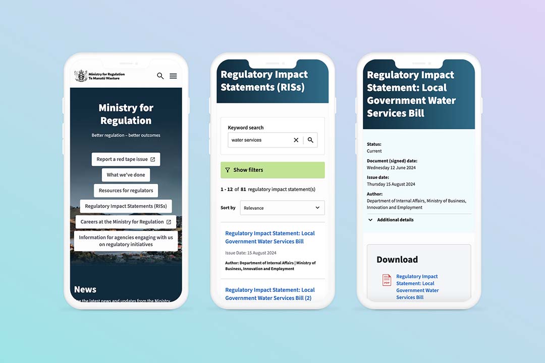 ministry for regulation website on mobile devices