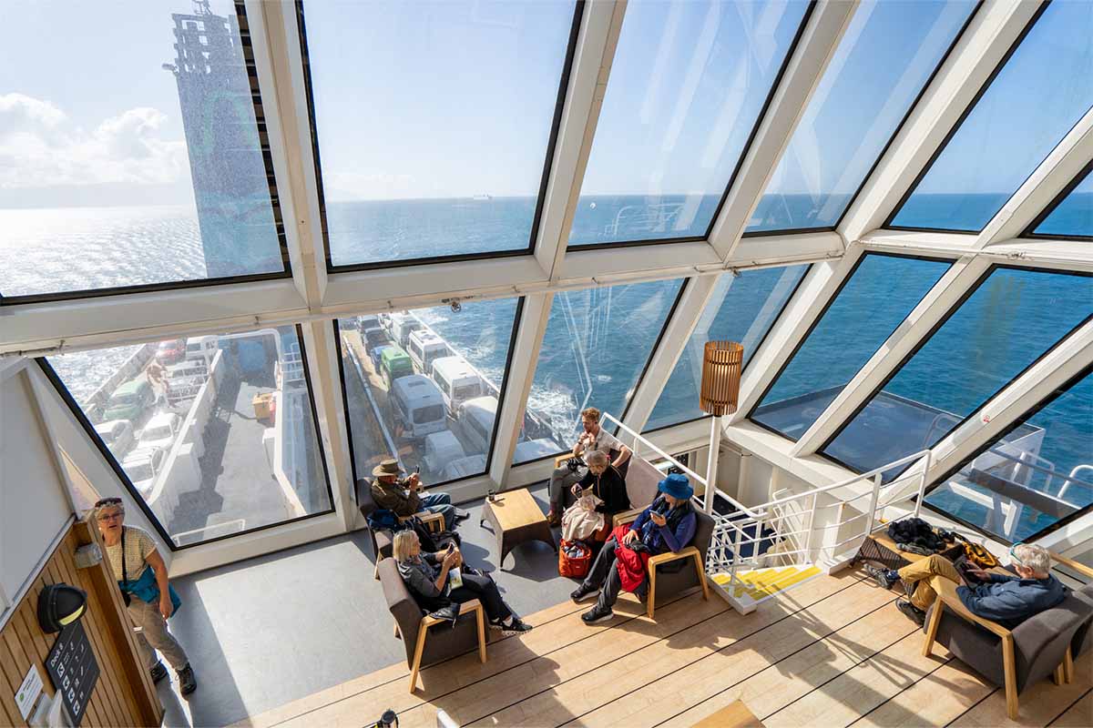 passengers taking a seat interior of interislander