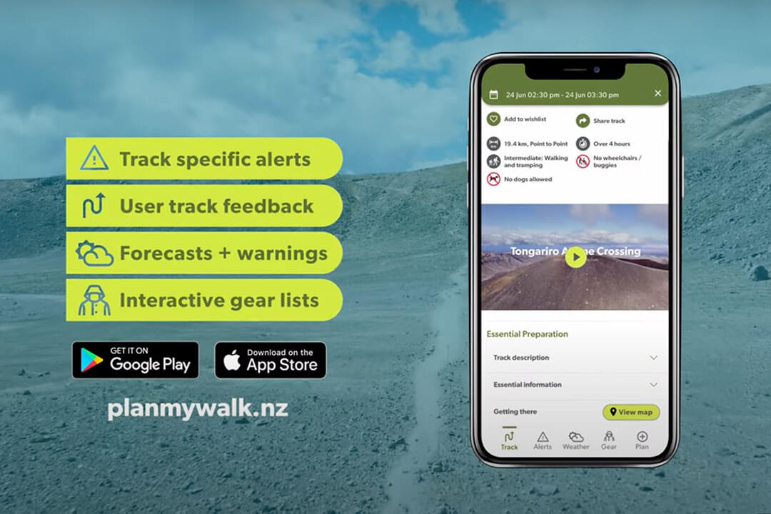 plan my walk app on mobile showing features