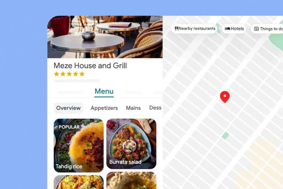 restaurant google business profile shown on google maps