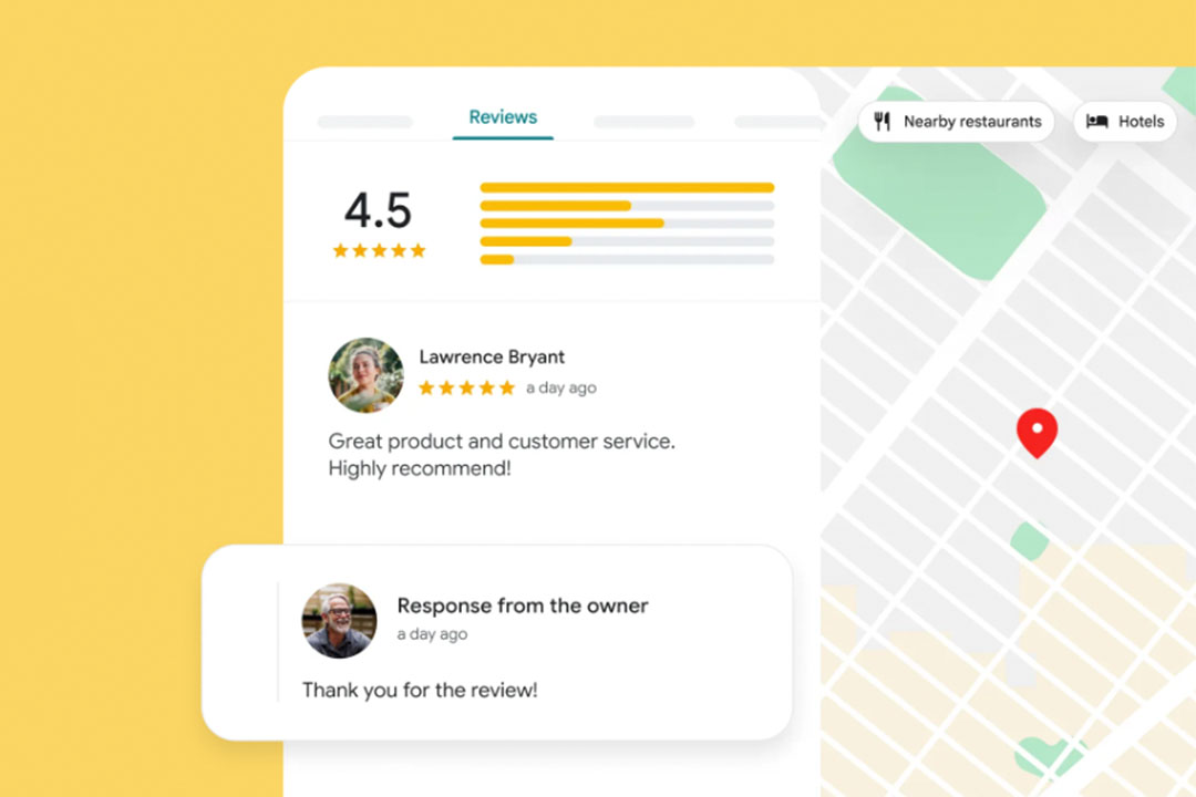 screen showing customer reviews on google business page
