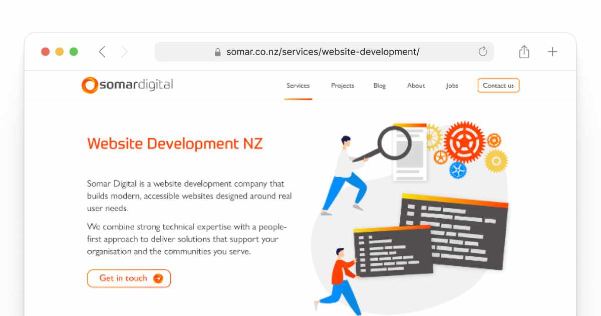 screenshot of somars development landing page