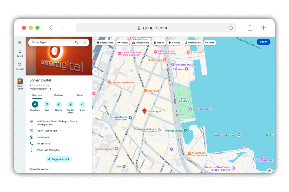 Somar Digital google business profile shown on google maps