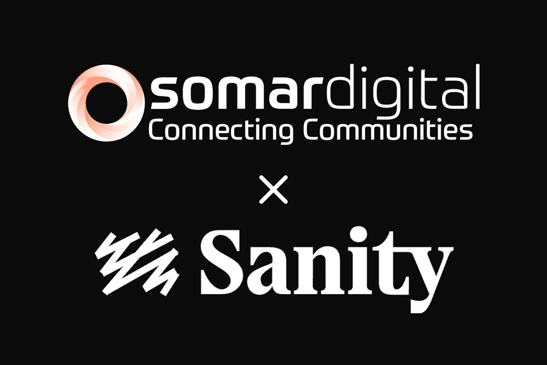somar digital and sanity logos in front of black background