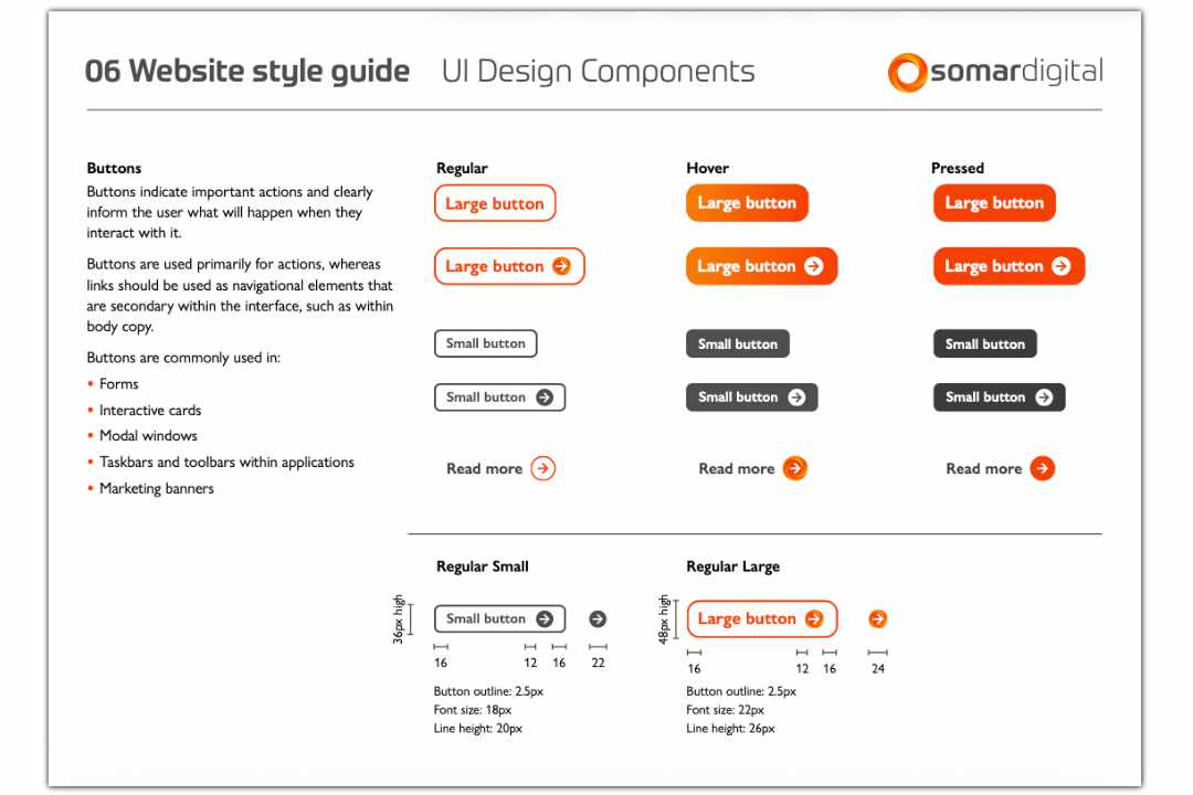 somar website style guide ui design components