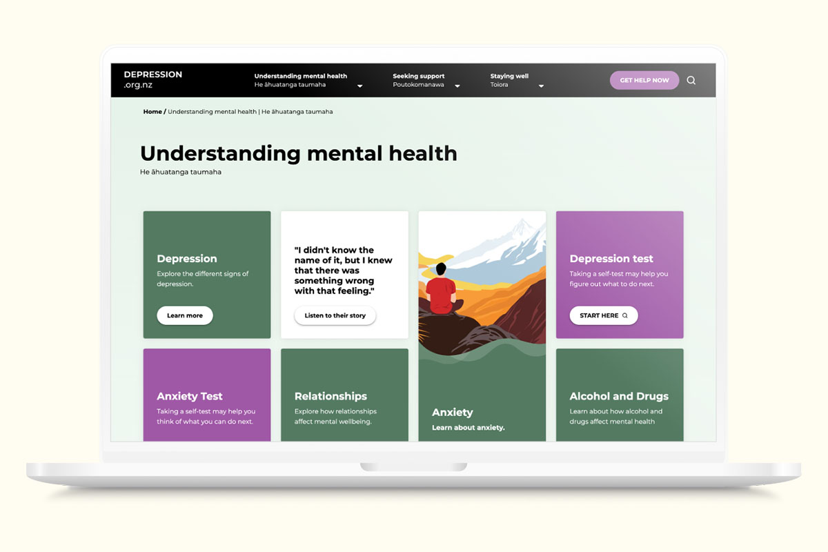 understanding mental health webpage on laptop