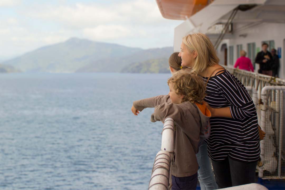 woman and kids on interislander